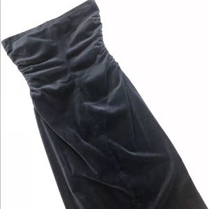 THEORY Navy Blue Strapless Velvet Look Dress